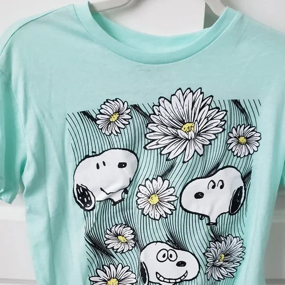 NWT: Peanuts Teal Blue Snoopy Tee Sze Small - Picture 1 of 4